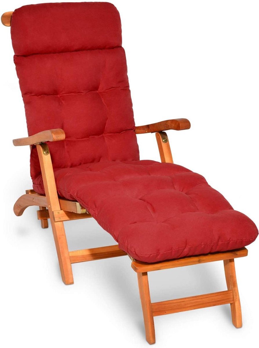 Beautissu Deckchair Kussen Flair DC 200x50x8 cm - Ligstoelkussen Rood - Matraskussen voor Hangmatten en tuin-/terrasstoelen