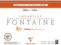 Clairefontaine 96344C Vierzijdig Gelijmd Blok Fontaine - 20 Vellen Wit Aquarelpapier 100% Katoen Gesatineerde Korrel Professionele Kwaliteit 23x31 cm 300g