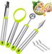 Set de 4 outils à fruits ensemble d'ustensiles de cuisine en acier inoxydable de qualité alimentaire multifonctionnel, alésoir à pommes, cuillère à billes pour melon, couteau à viande, avec couteau à fruits et fourchettes à fruits pour salades de fruits maison
