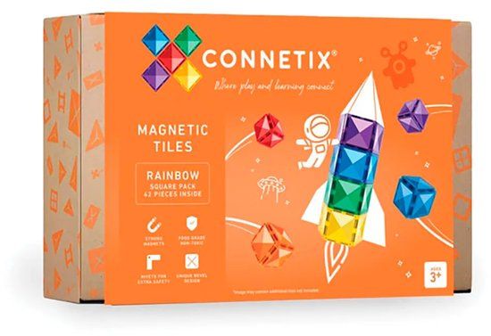 CONNETIX Magnetische Tegels Regenboog Vierkante Verpakking - 42 Stuks