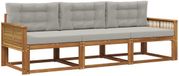 vidaXL Acacia Hout Chaise Longue Loungeset 3-delig Natuurlijk en Lichtgrijs