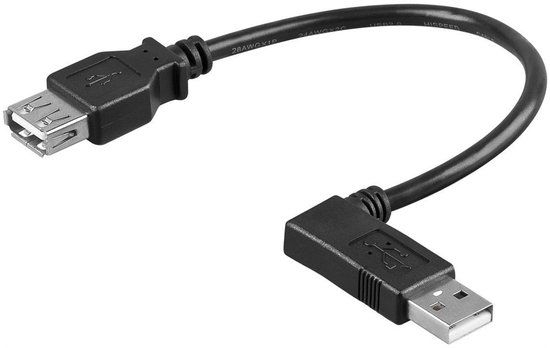 Goobay USB 2.0 Verlengkabel Haaks Links 0,3m Zwart