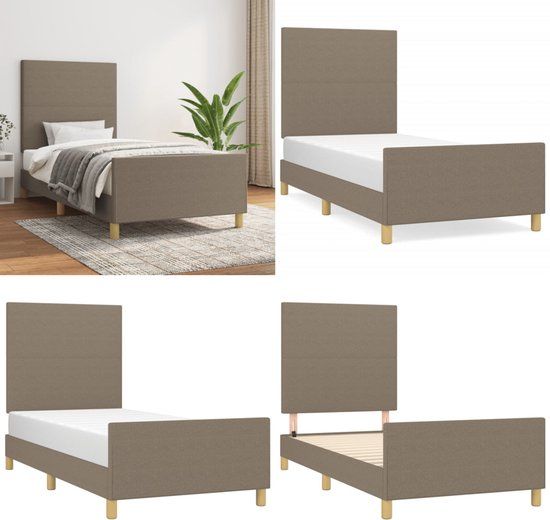 vidaXL Bedframe zonder matras 90x200 cm stof taupe