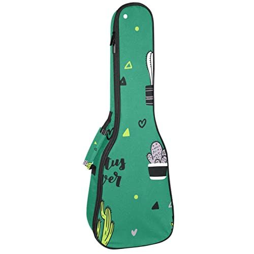 Mersov Concert Ukelele Rugzak, Heavy Duty Ukelele Case Bag met Opslag, Sopraan Concert Tenor Ukelele 10MM Gewatteerde Tas Leuke Cactus Plant