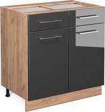 Vicco Fame-Line Keukenonderkast – 80 cm, WB Eik Antraciet Hoogglans