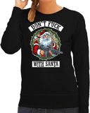 Bellatio Decorations Foute Kerst sweater / kersttrui Dont fuck with Santa zwart voor dames - Kerstkleding / Christmas outfit XXL