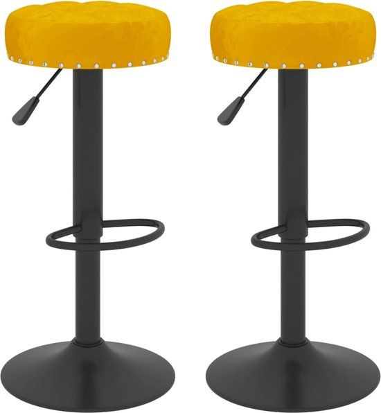 vidaXL Barkrukken 2 st fluweel mosterdgeel
