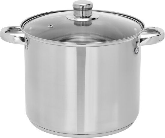 Infinity Goods Soeppan - RVS - 9L - 24 CM - Glazen Deksel - Vaatwasserbestendig