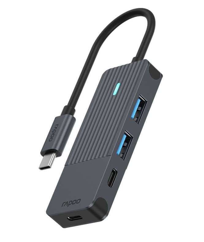Rapoo UCH-4003 USB-C Hub - 4-in-1 (2x USB-A & 2x USB-C) - Antraciet