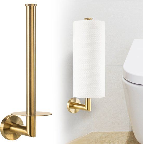 XIVADA Reserverolhouder Goud - Hangend - Boren - Voor 2 rollen