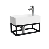 Badkamerplanet Fontein Frame Mat Zwart Mineraal RVS 40x22x10 cm