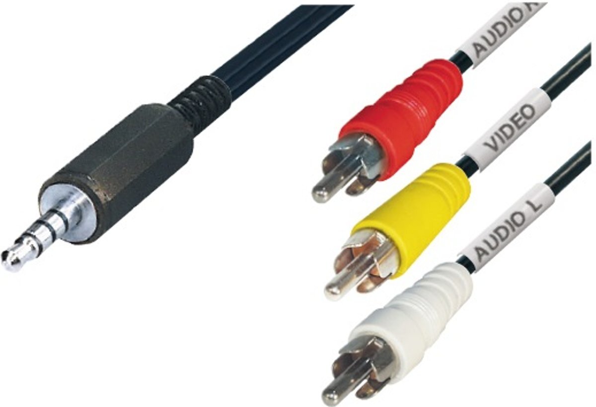 PremiumConnect 3 5mm Jack - Composiet kabel - versie video/links/rechts/massa TRRS - 2 meter