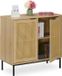 Merkloos Relaxdays Dressoir met 2 Rotan Deuren - Vintage Stijl - 80 cm Breed - Lichtbruin/Zwart
