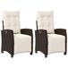 Fauteuils de jardin 2 pièces réglable avec repose-pieds poly rotin marron
