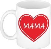 Bellatio Decorations Liefste mama verjaardag cadeau mok - rood hartje - 300 ml - Moederdag