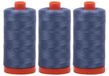 Set de 3 bobines, 1422 mètres de long, 50 brins de coton égyptien, gris foncé-bleu
