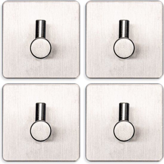 EAVY Set van 4 Handdoekhaakjes – RVS – Zilver
