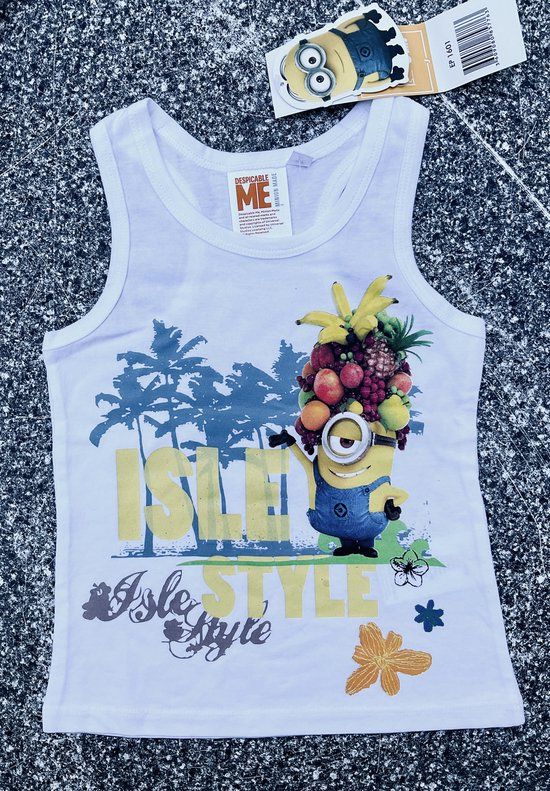 Minions Mouwloos Shirt - Wit - Maat 98/104