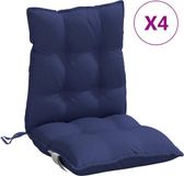 vidaXL Stoelkussens met lage rugleuning, 4 stuks, marineblauw