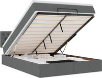 vidaXL Bed poef met matras en LED's 140x200 cm stof donkergrijs