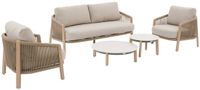 Hespéride Ensemble de jardin pour 5 personnes en aluminium et corde tressée NELORA Beige