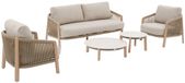 Hespéride Ensemble de jardin pour 5 personnes en aluminium et corde tressée NELORA Beige
