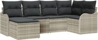 vidaXL Tuinbank Set met kussen 6 pcs Lichtgrijs Poly rattan