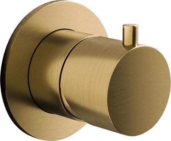 Hotbath Cobber Inbouw Thermostaat Stopkraan - Geborsteld Messing (excl. inbouwdeel)