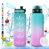 Vikaster Grote drinkfles, 1500 ml, BPA-vrije drinkfles, fiets, lekvrij, geschikt voor koolzuurhoudende dranken, sport voor fiets, fitness, outdoor