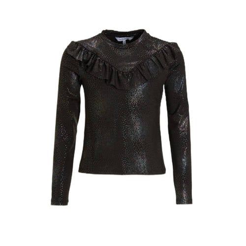 Anytime longsleeve met ruffle zwart
