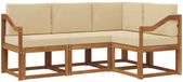 vidaXL - Salon en bois d'acacia - Canapé d'angle - 4 pièces - Naturel et Beige