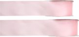 Merkloos / Sans marque Hobby/decoratie sierlint - 2x - satijn - lichtroze - 1,5 cm/15 mm x 25 meter - cadeaulint