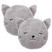 Atmosphera Dieren sierkussen - 2x - kinderkamer - kat/poes - grijs - 27 cm - polyester