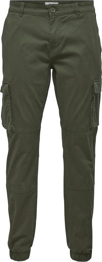 ONLY & SONS ONSCAM STAGE CARGO CUFF Broek - Olive Night - Heren - Maat W38 X L32