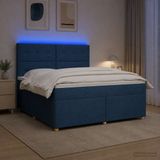 vidaXL Boxspringbed met matras en hoofdeinde, blauw, 140 x 200 cm, stof