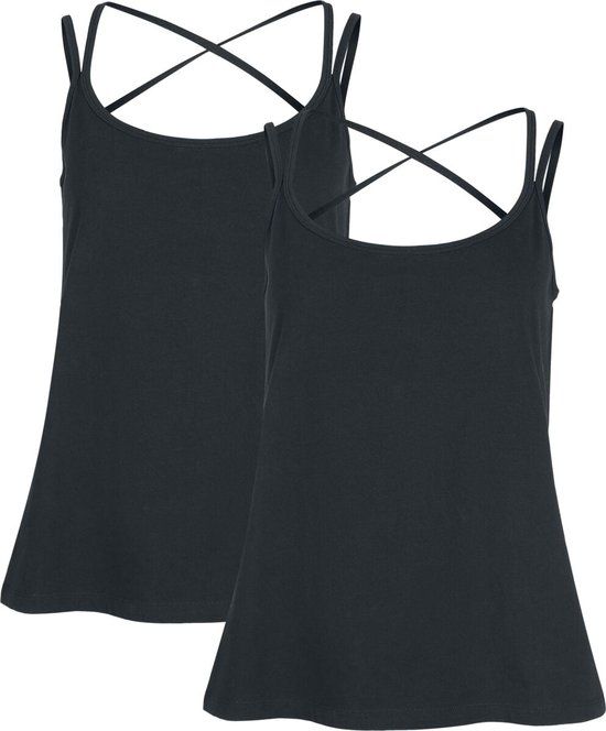 R.E.D. by EMP R.E.D. Rock-Engineered Design set van twee zwarte tops met spaghettibandjes - Dames - M