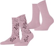 Esprit Frosted Garden 2 Pack gedessineerd katoen multipack sokken dames roze - maat 39-42
