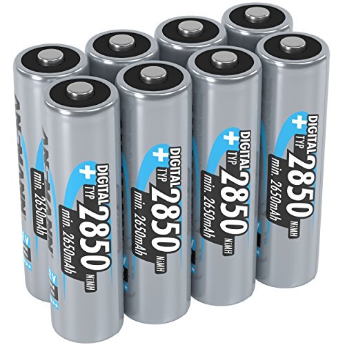 Ansmann Accu AA 2.850 mAh (min. 2.650 mAh) NiMH 1,2 V (8 stuks) - oplaadbare penlitebatterijen AA, hoge capaciteit voor een hoog stroomverbruik