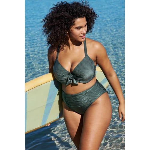 BEACHWAVE Curve voorgevormde beugel bikinitop met textuur groen