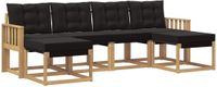vidaXL - Bank loungeset - 6 zitplekken - Wit en zwart - Acacia hout