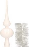 Decoris Kaemingk B.V. Kerstversiering glazen piek glans 26 cm en folieslingers pakket winter wit van 3x stuks - Kerstboomversiering