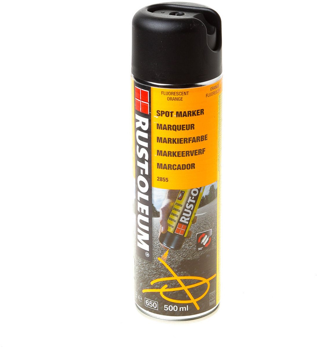 Rust-oleum lijnmarkeerspray 2855 500ml fluor oranje