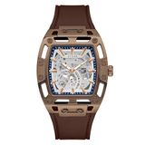 Guess Phoenix Herenhorloge GW0980G3 Roestvrij Staal Siliconen Bruin Zilver 42mm 5 Bar