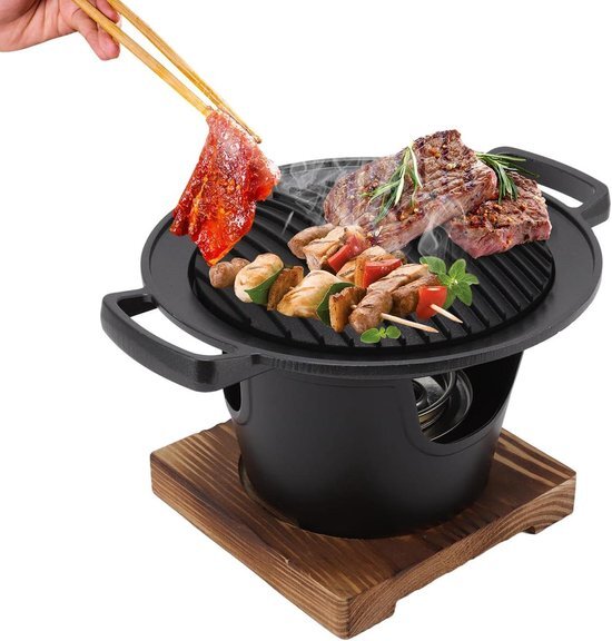 Enkele Portie Mini Hibachi Grill - Japanse Koreaanse Stijl - Yakiniku Grill - Tafelblad Draagbaar - Binnen Buiten - Houtskoolgrill