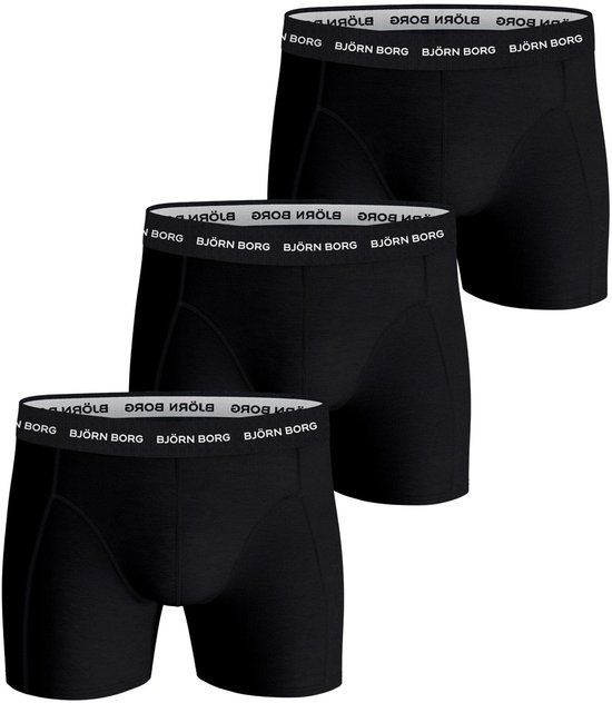 Björn Borg Cotton Stretch Boxershort Heren Zwart Smalle Band - 3 stuks - Maat S