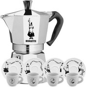 Bialetti Moka Express 3 kops + Carosello espresso kop en schotel 4 stuks