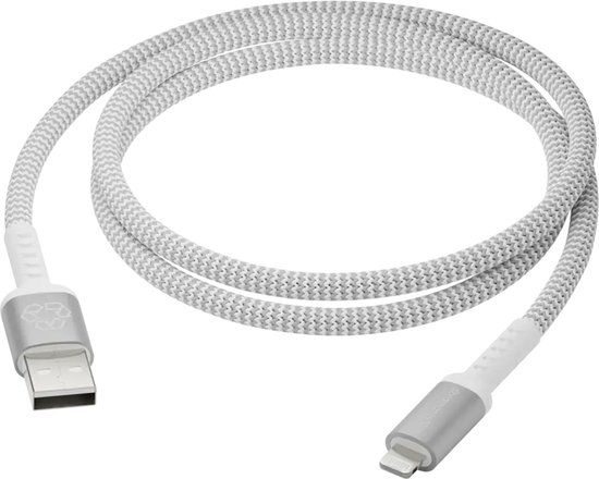 dbramante1928 re-charge - Braided oplaadkabel - USB-A naar geschikt voor Lightning - 1,2 meter - Wit