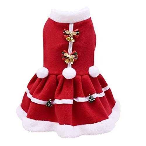 UKKO Hondenjas hondenkostuum jurk puppy warme fleece rok kleding herfst en winter warme kleding huisdier hond rode rok fancy dress - rood, XL