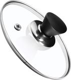 KADAX Glazen pandeksel, 24 cm, met mat zwart handvat