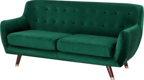 Beliani BODO 3-Zitsbank - Groen Fluweel - Design